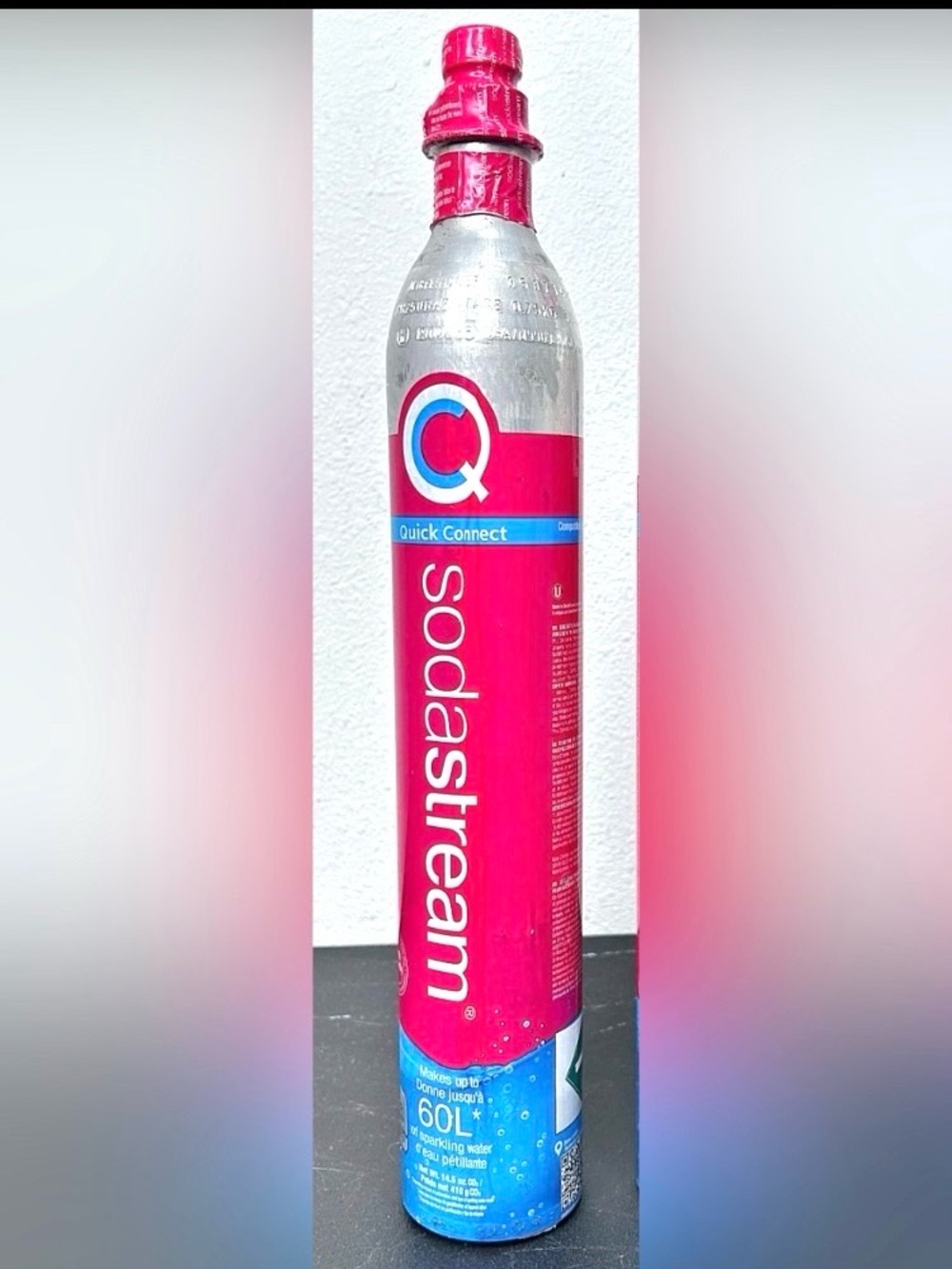 SodaStream CO2 Gas Cylinder Refill, 1 x 60L Pink Quick Connect